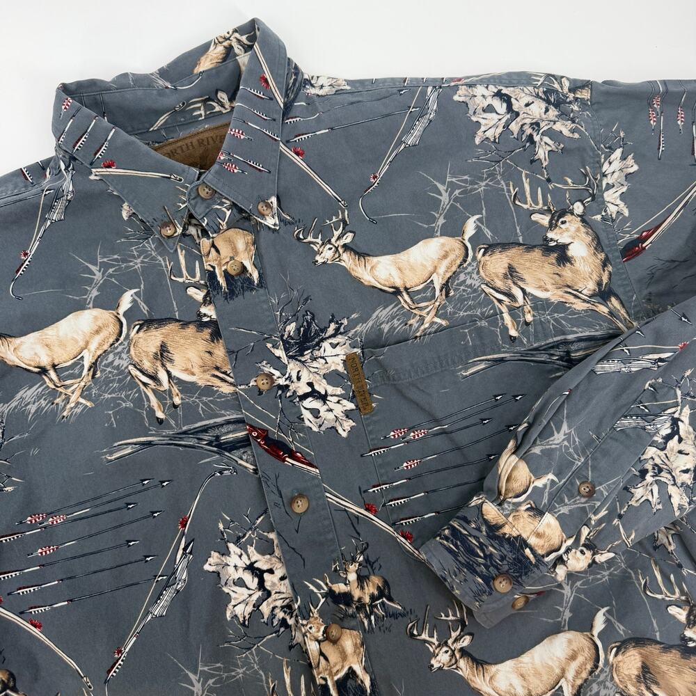 North River Outfitters‎ Long Sleeve Men's White Tail Deer Graphic Bow Hunt Shirt
